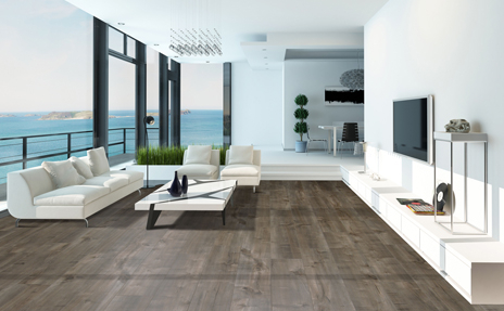 Laminate Floors in Medium Wood Look in Sun Room by Ocean